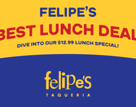 Daily lunch special 11 AM - 3 PM. Choose from 3 tacos or a super burrito, with chips & salsa, and a fountain drink for $12.99.