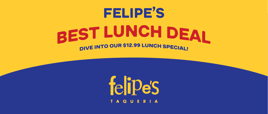 Daily lunch special 11 AM - 3 PM. Choose from 3 tacos or a super burrito, with chips & salsa, and a fountain drink for $12.99.